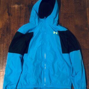 Under Armour Boys Blue & Black Full-Zip Hooded Windbreaker Jacket